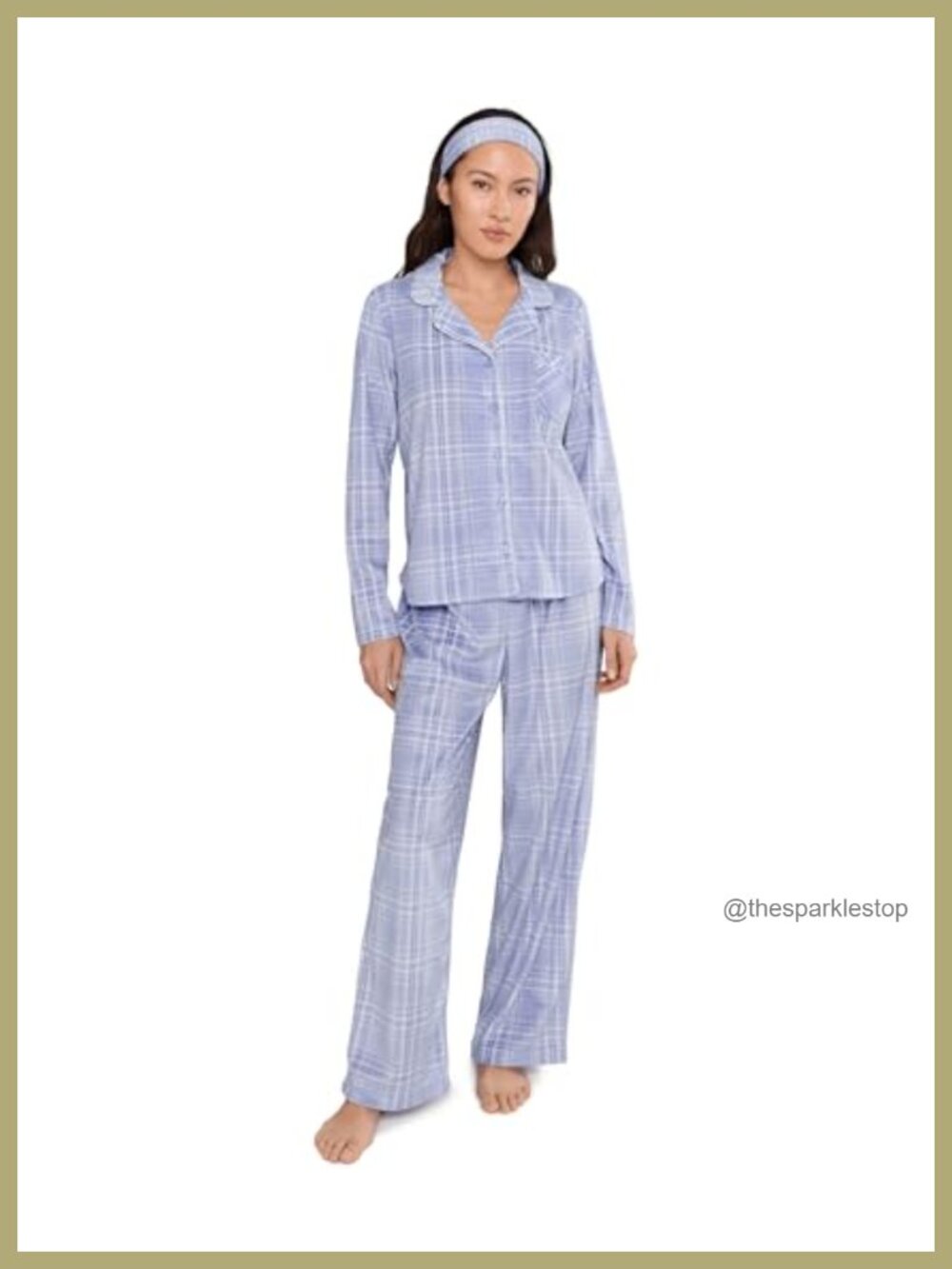 Karen Neuburger Minky Fleece Pajama Set Long Sleeve Notch Collar Top & Pant